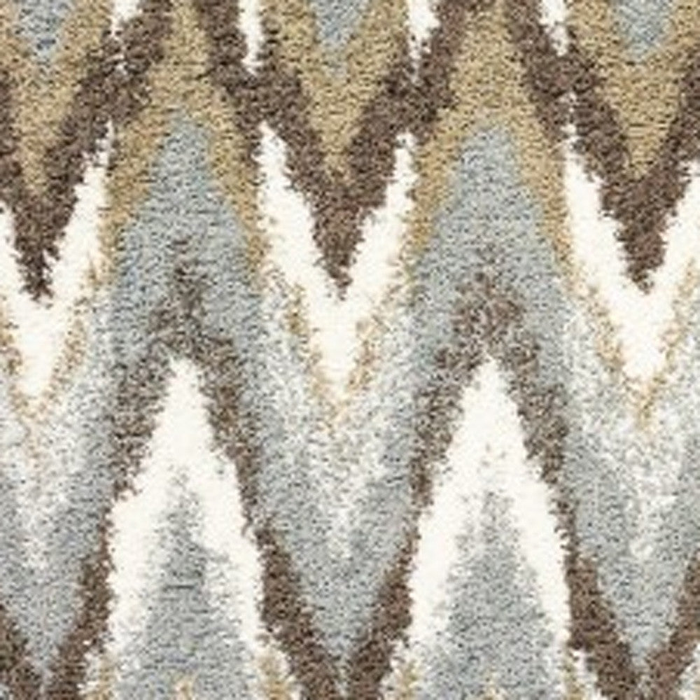 2’X8’ Gray And Taupe Ikat Pattern Runner Rug