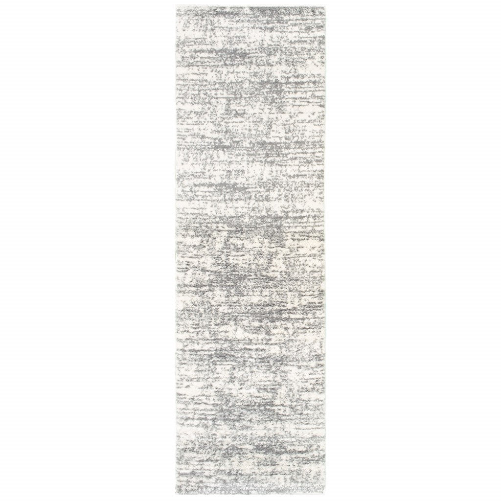 5’X8’ Ivory And Gray Abstract Strokes Area Rug