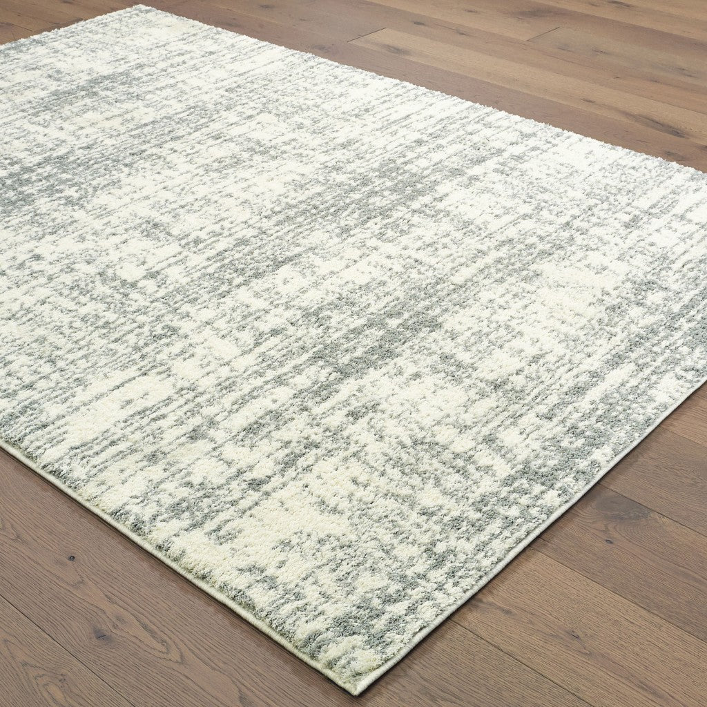 2’X8’ Ivory And Gray Abstract Strokes Runner Rug