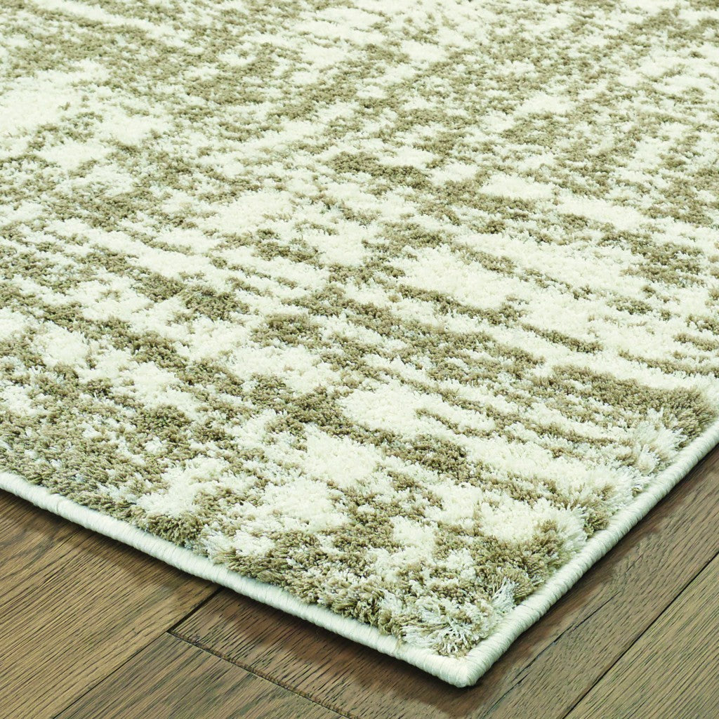 2’X8’ Ivory And Gray Abstract Strokes Runner Rug