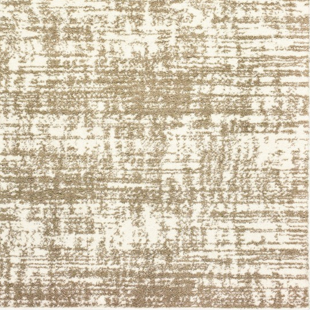 2’X8’ Ivory And Gray Abstract Strokes Runner Rug