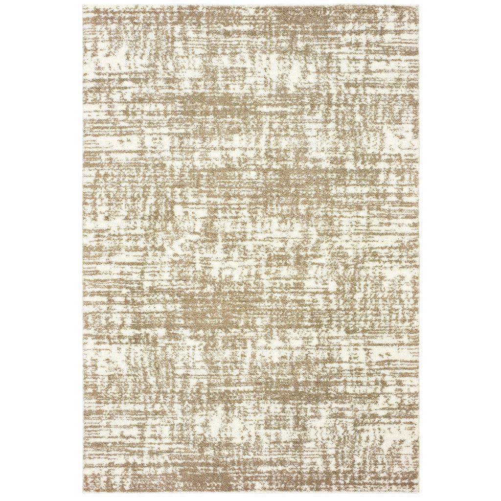 2’X8’ Ivory And Gray Abstract Strokes Runner Rug