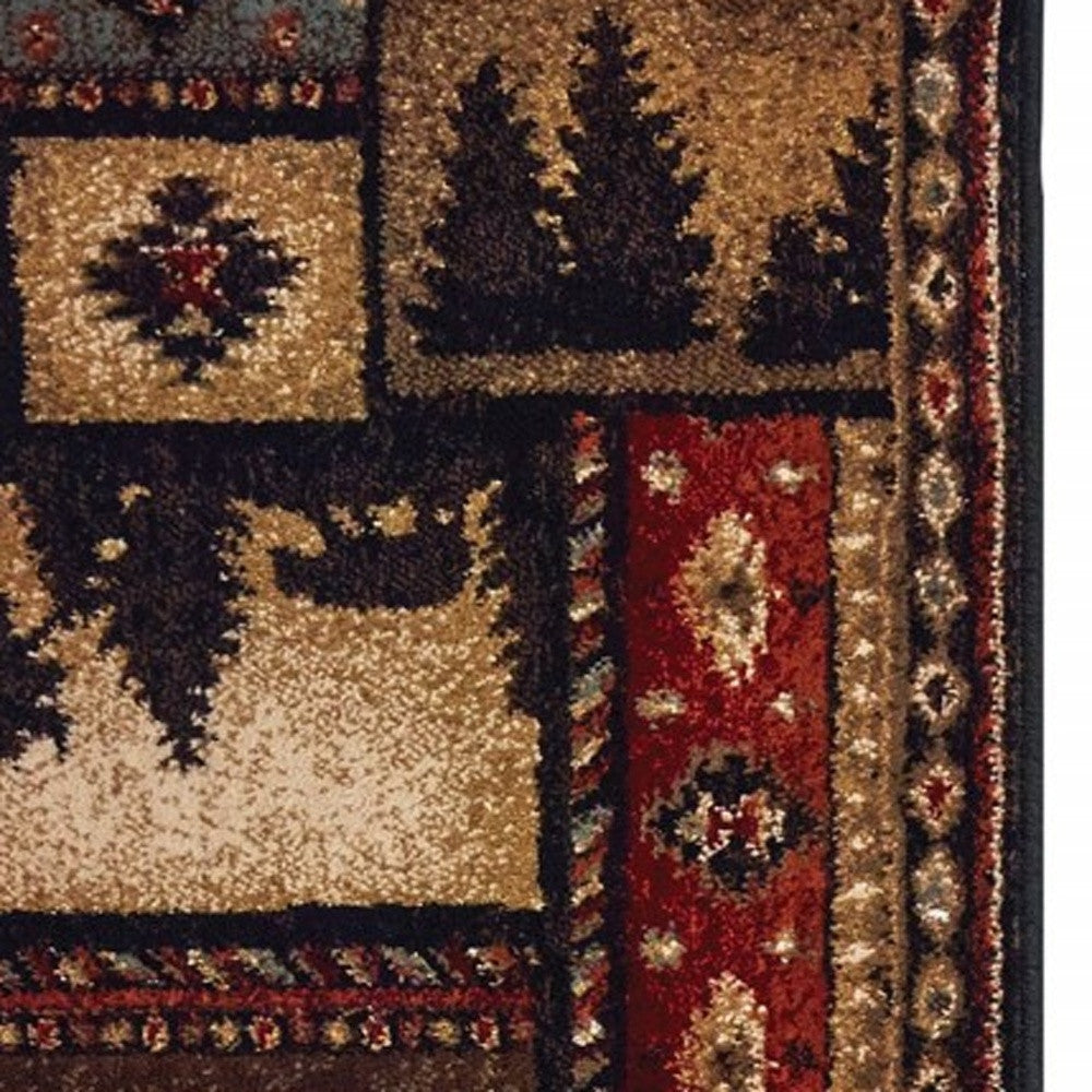 5' x 7' Brown and Black Area Rug