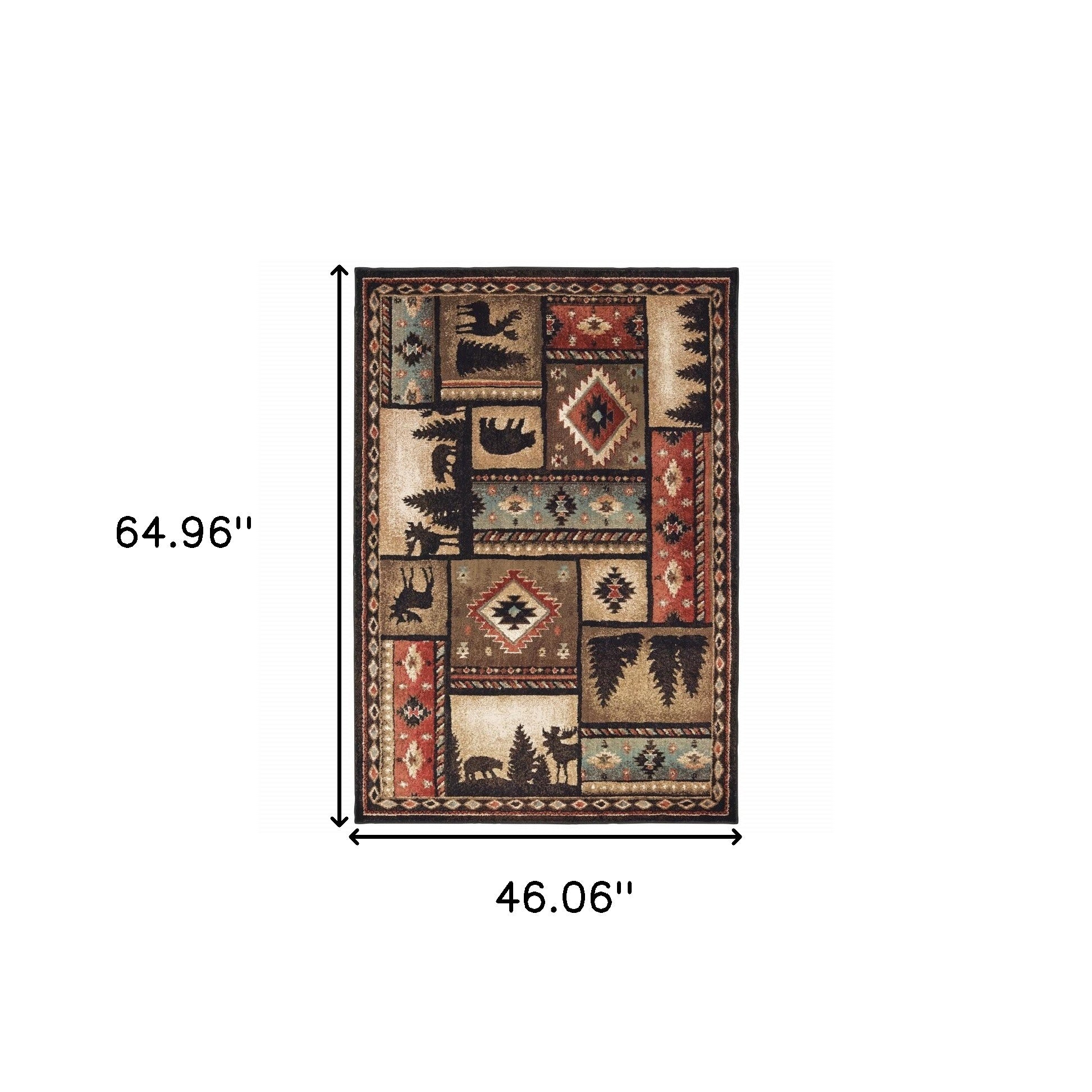 2’X8’ Black And Brown Nature Lodge Runner Rug