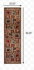 2’X8’ Brown And Red Ikat Patchwork Runner Rug