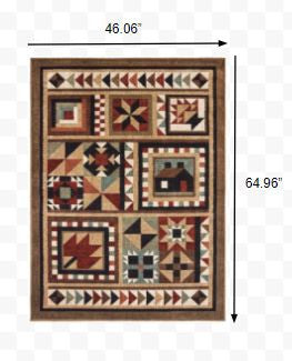 2’X8’ Brown And Red Ikat Patchwork Runner Rug