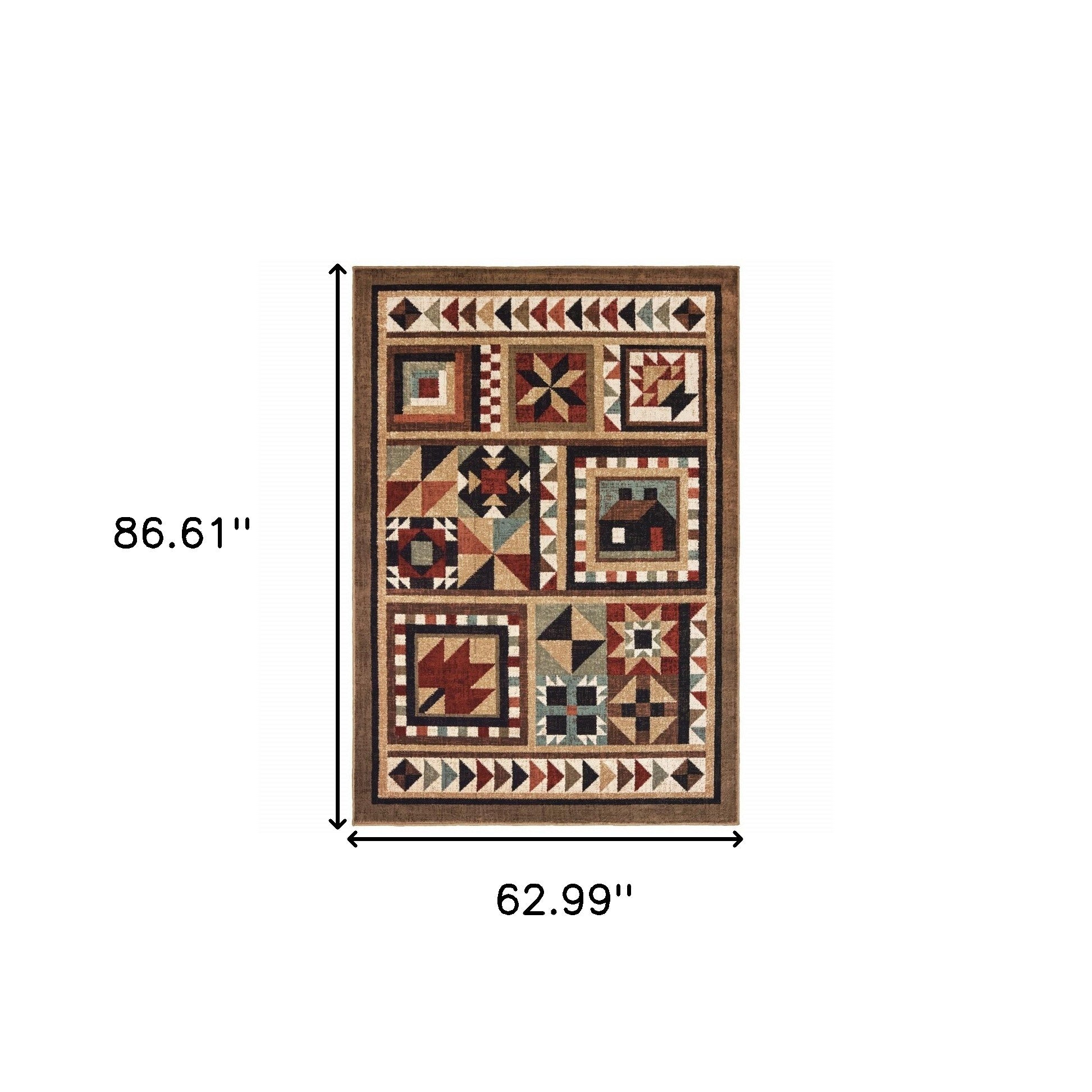 2’X8’ Brown And Red Ikat Patchwork Runner Rug