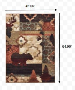 2’X8’ Rustic Brown Animal Lodge Runner Rug