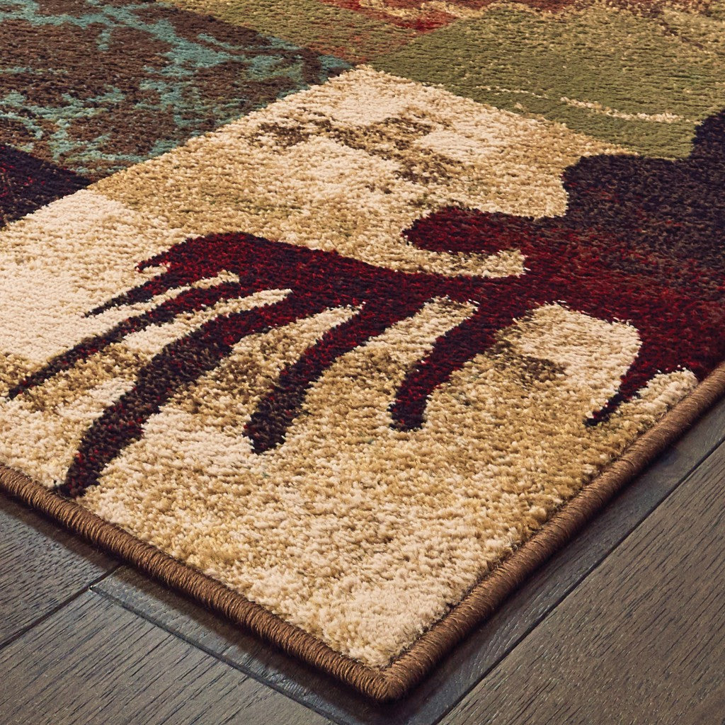 2’X8’ Rustic Brown Animal Lodge Runner Rug