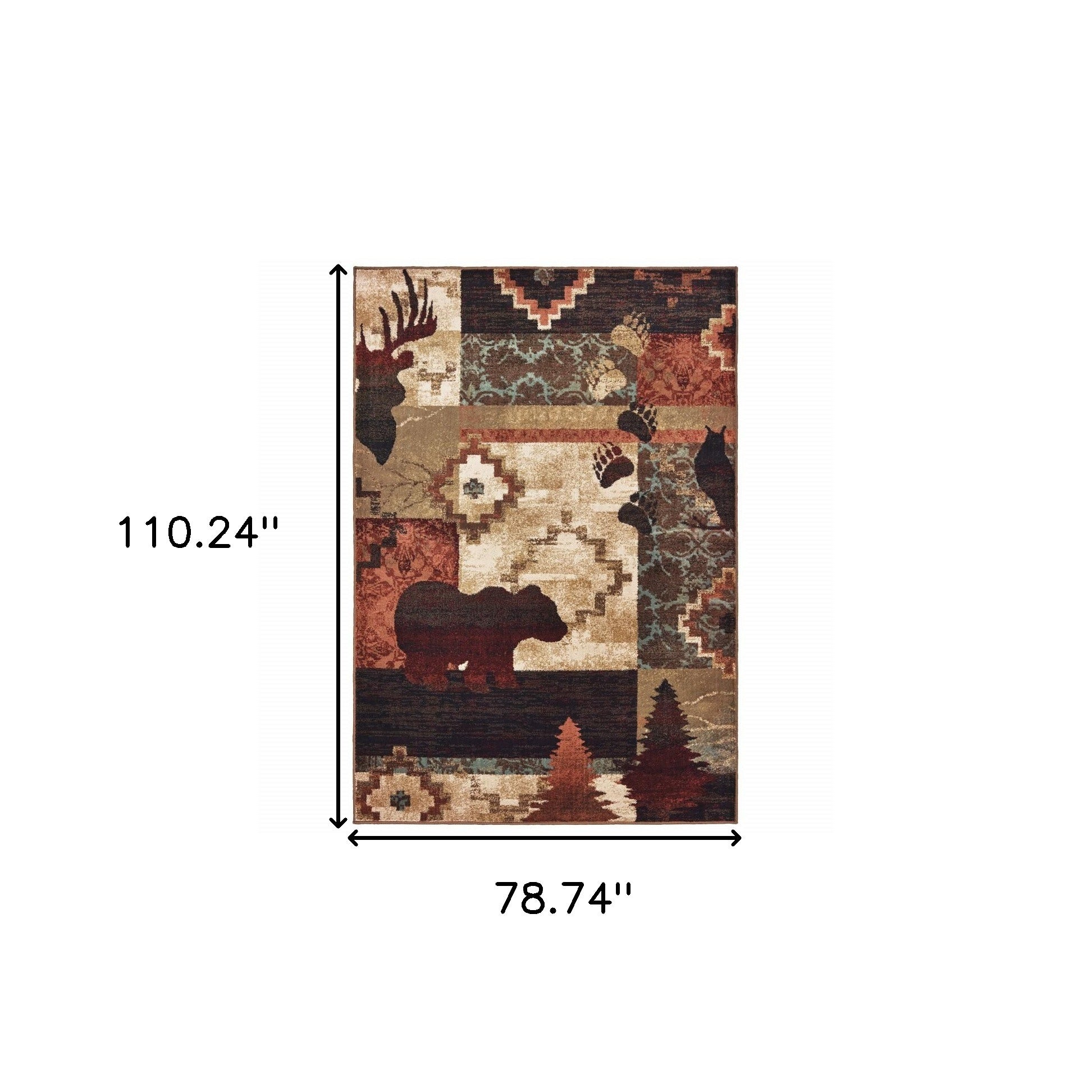 2’X8’ Rustic Brown Animal Lodge Runner Rug