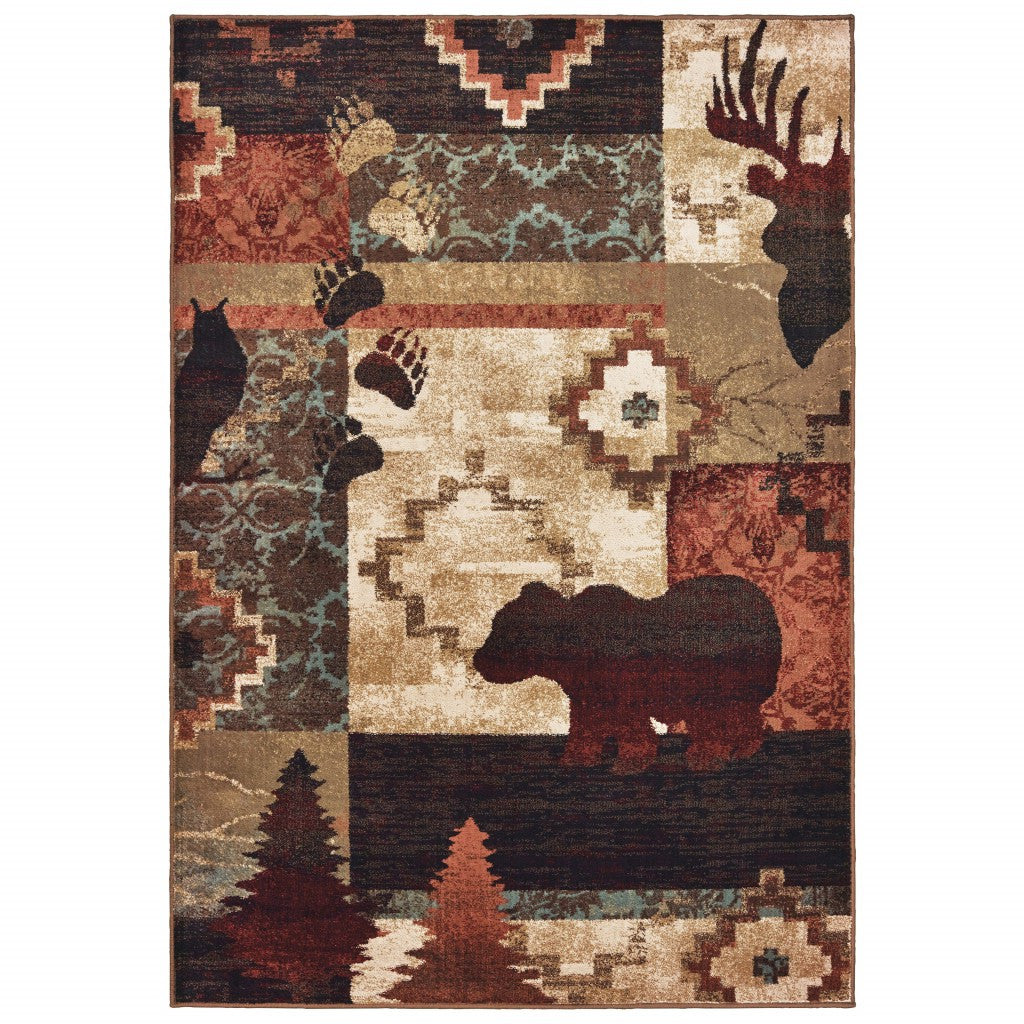 2’X8’ Rustic Brown Animal Lodge Runner Rug