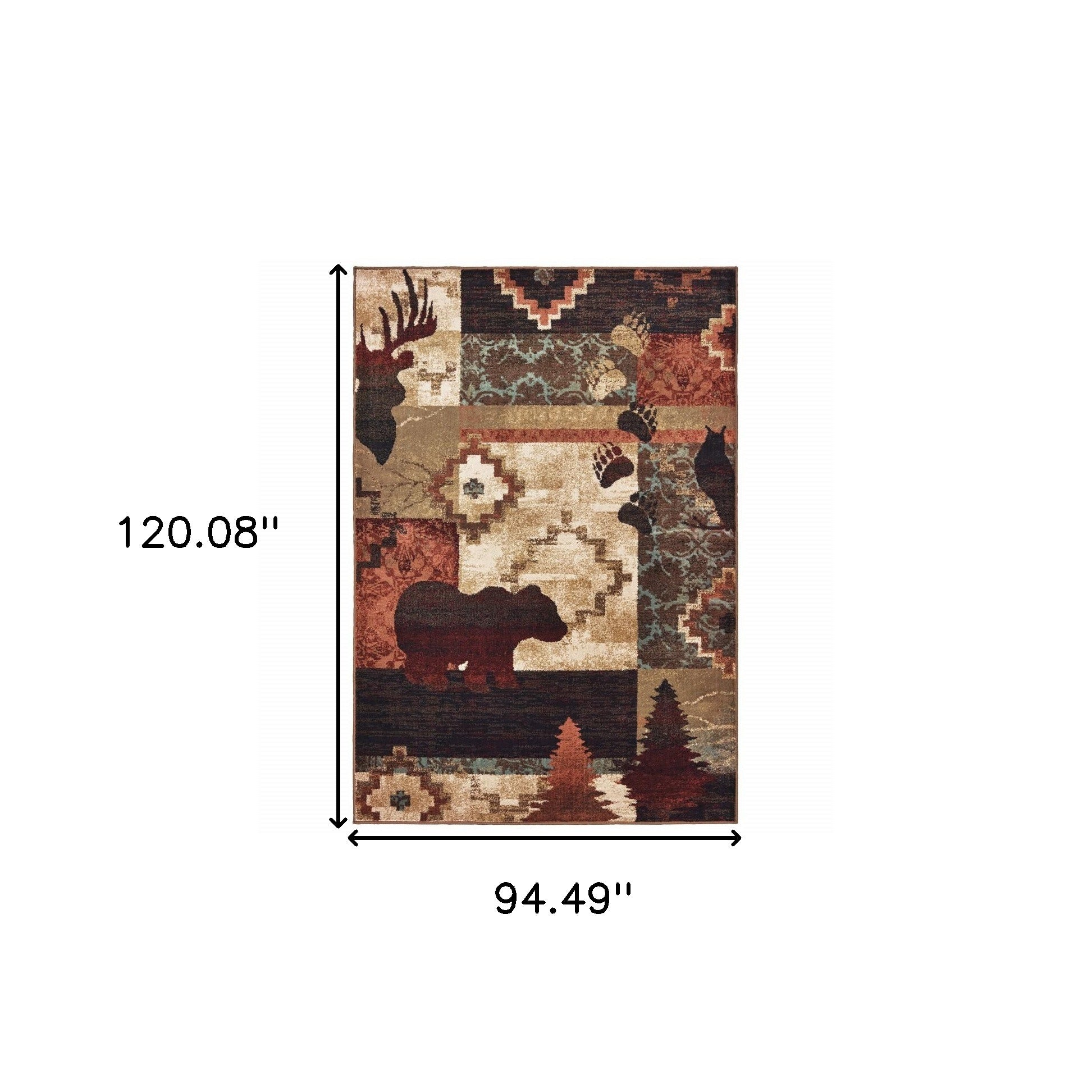 2’X8’ Rustic Brown Animal Lodge Runner Rug