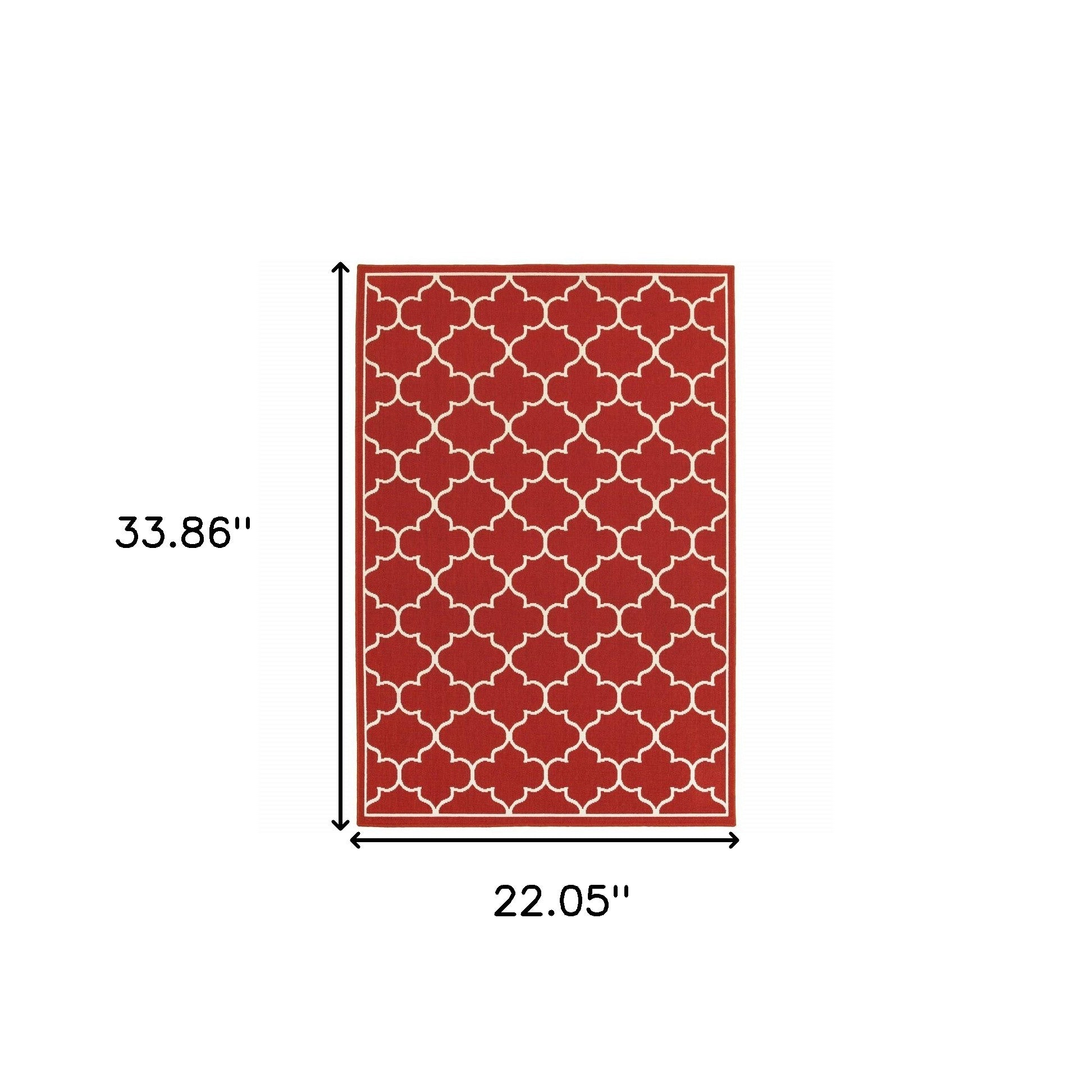 4' x 6' Red and Ivory Indoor Outdoor Area Rug