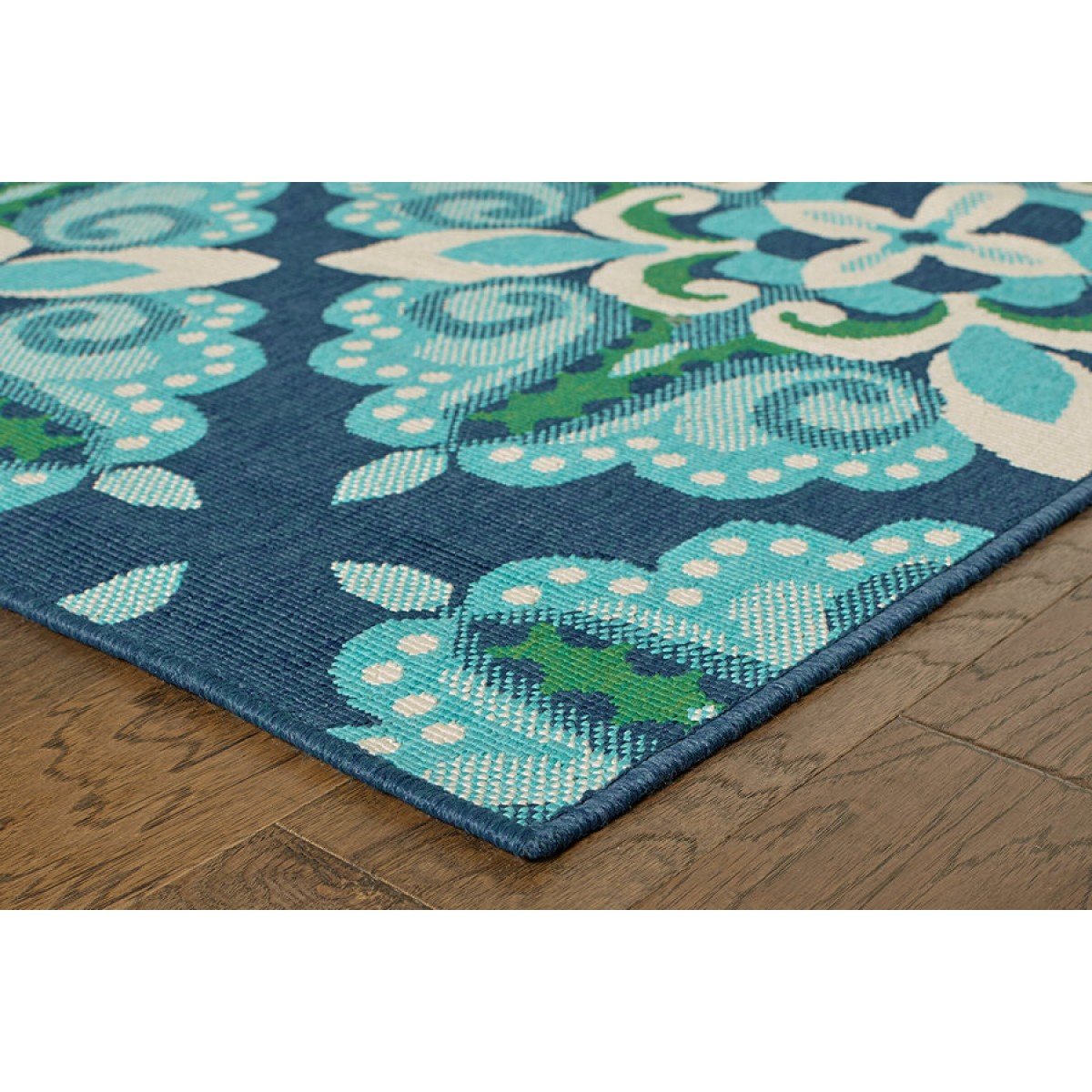 4' x 6' Blue and Green Indoor Outdoor Area Rug