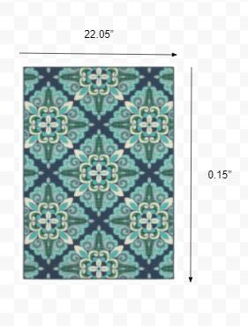 4' x 6' Blue and Green Indoor Outdoor Area Rug