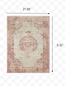 2’X8’ Ivory And Pink Medallion Runner Rug