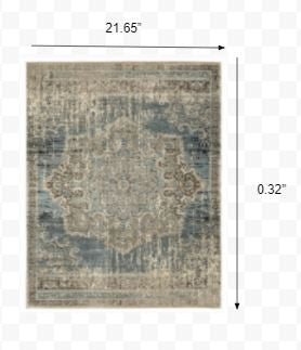 2’X8’ Blue And Ivory Medallion Runner Rug