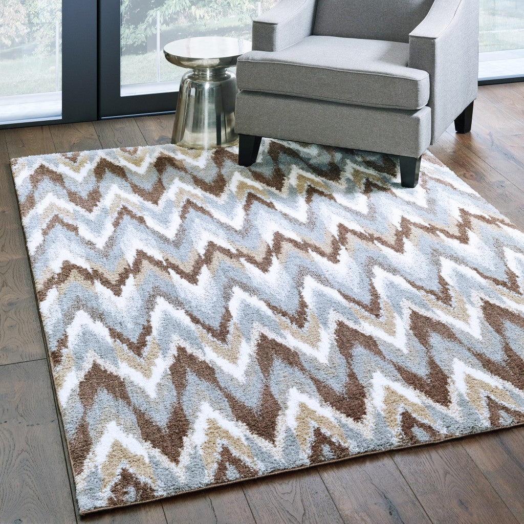 2’X8’ Gray And Taupe Ikat Pattern Runner Rug