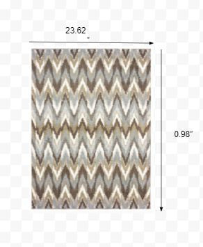 2’X8’ Gray And Taupe Ikat Pattern Runner Rug