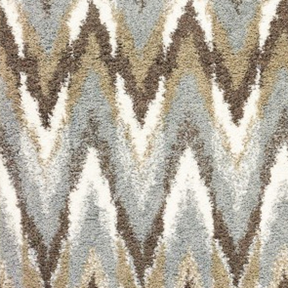 2’X8’ Gray And Taupe Ikat Pattern Runner Rug