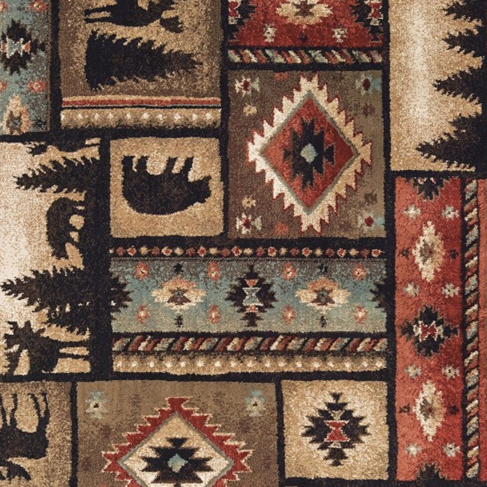 2’X8’ Black And Brown Nature Lodge Runner Rug