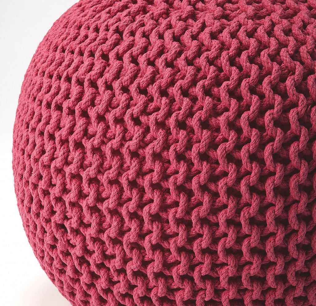 19" Pink Round Pouf Ottoman