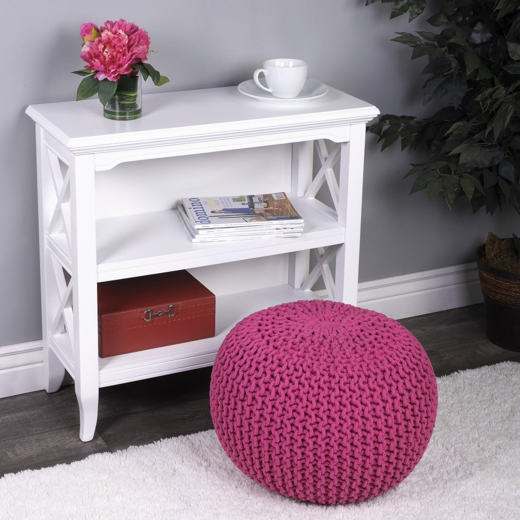 19" Pink Round Pouf Ottoman