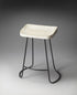 " Off White And Black Iron Backless Counter Height Bar Chair