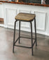 25" Brown And Black Iron Backless Counter Height Bar Chair