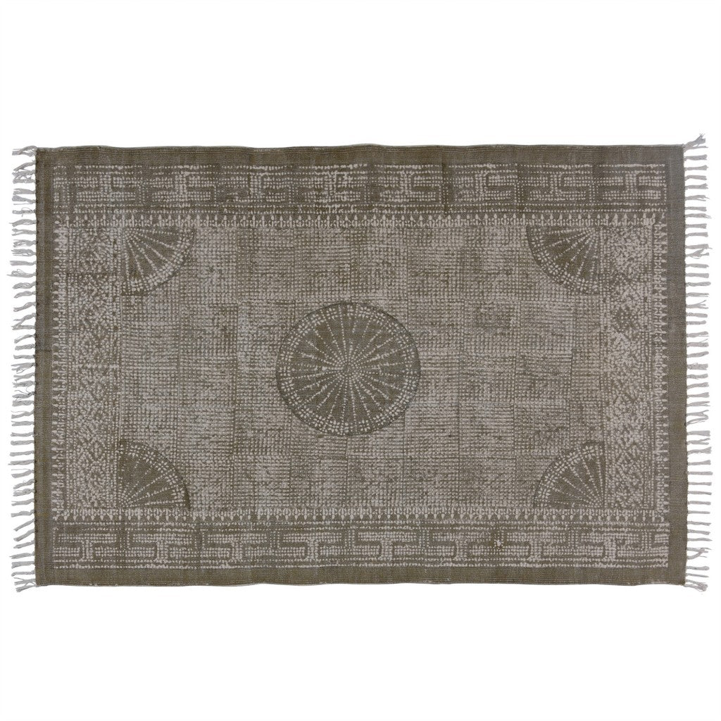 8' X 10' Putty Distressed Medallion Area Rug