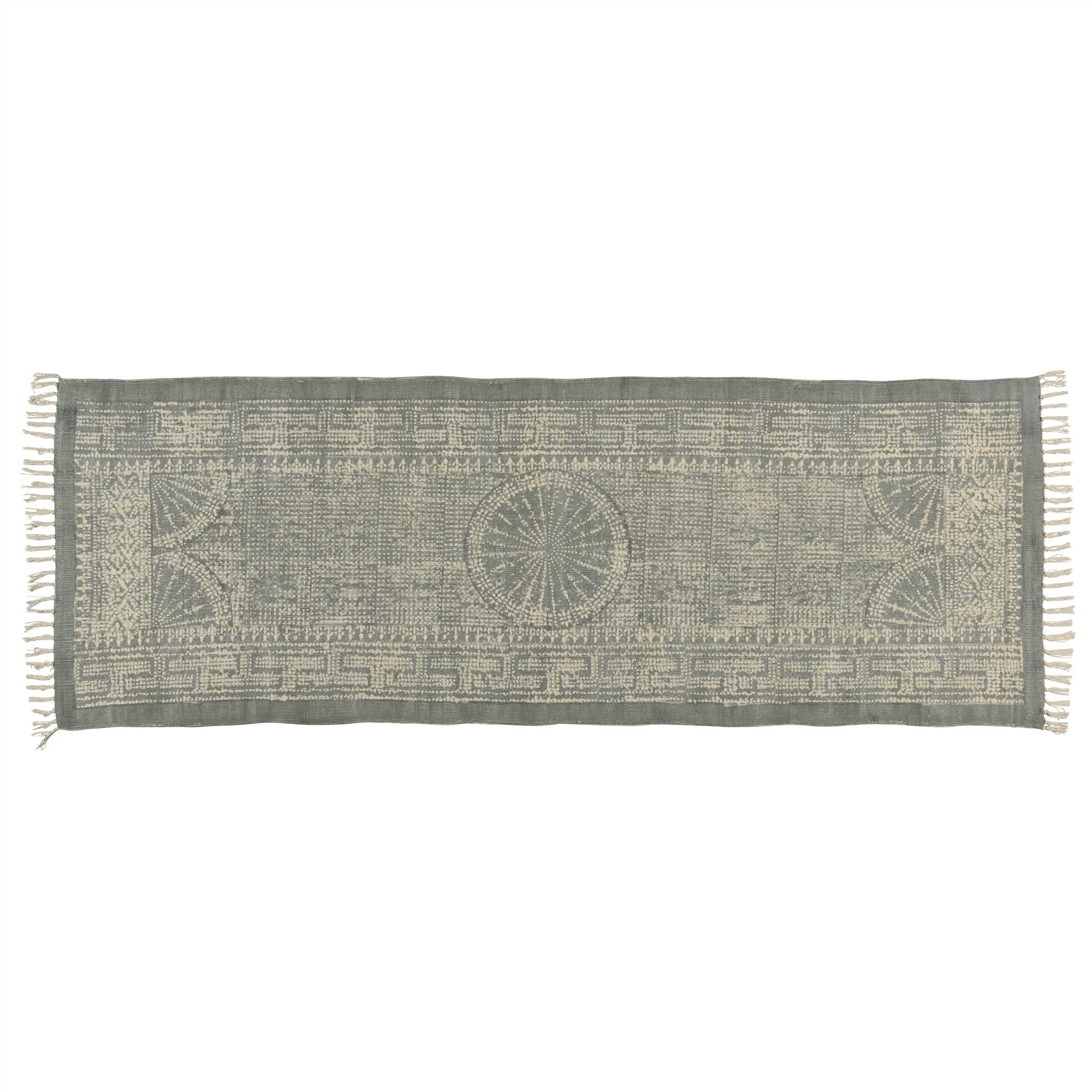 3’ X 8’ Sky Gray Distressed Medallion Runner Rug