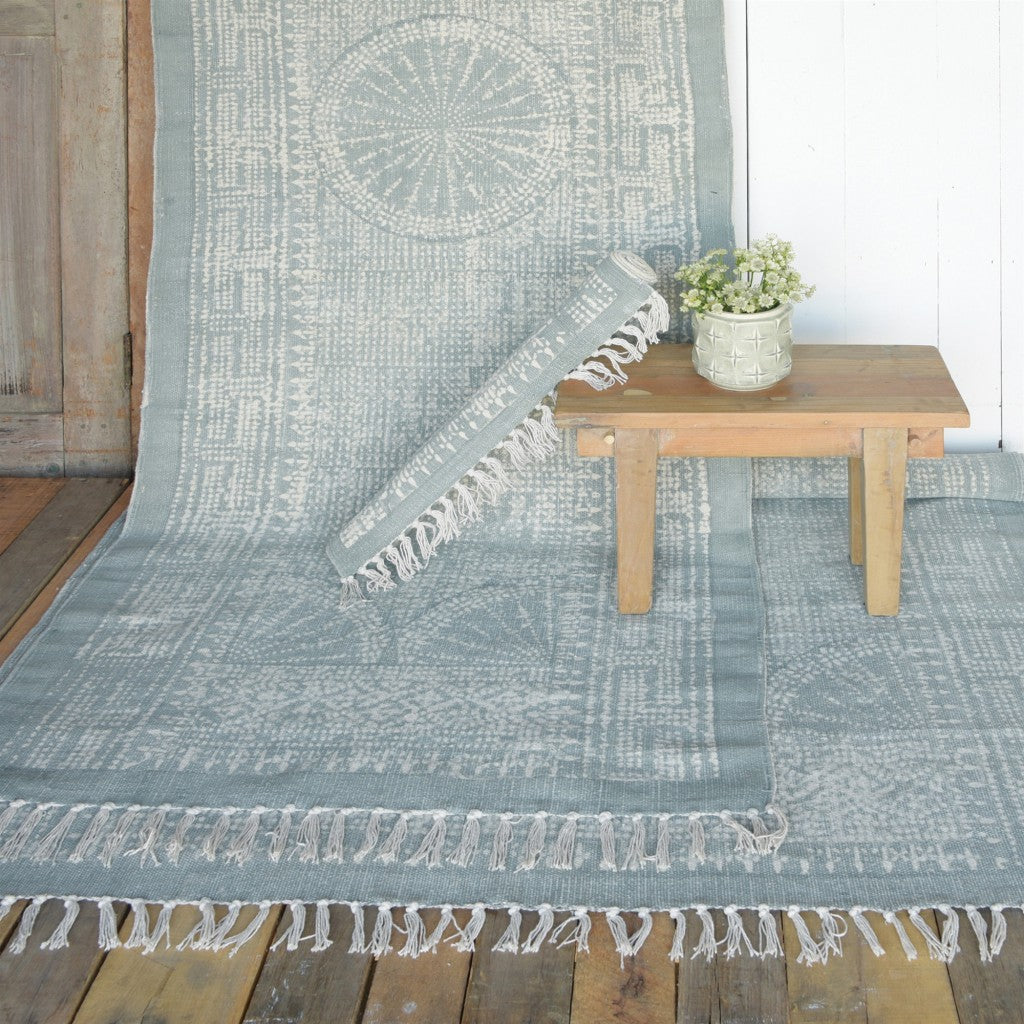 3’ X 8’ Sky Gray Distressed Medallion Runner Rug