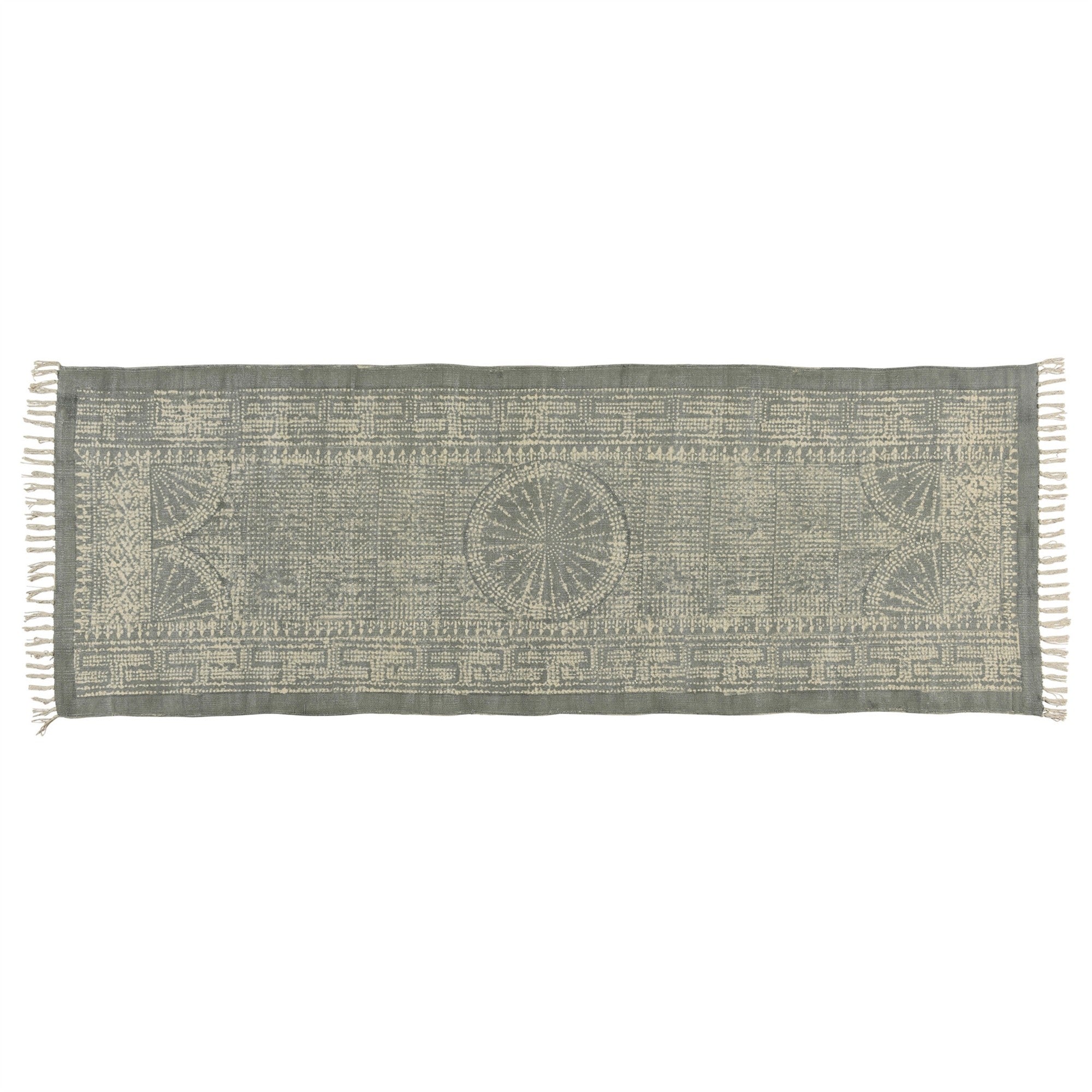 3’ X 8’ Sky Gray Distressed Medallion Runner Rug