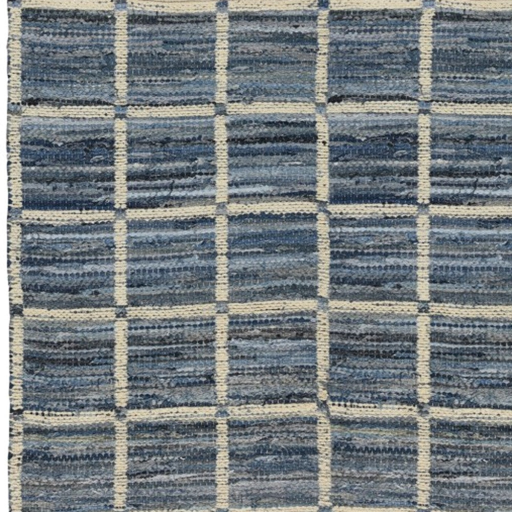 5' X 8' Blue And Gray Dhurrie Area Rug