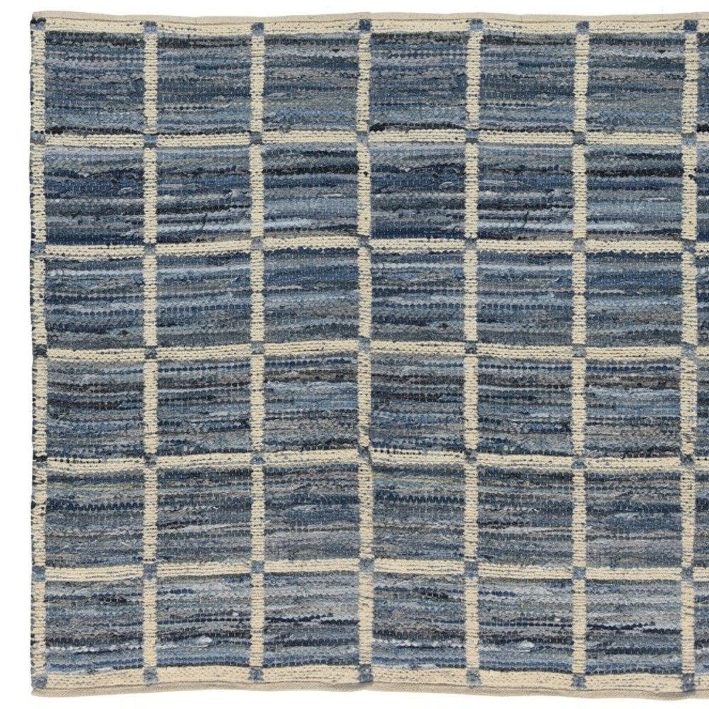 5' X 8' Blue And Gray Dhurrie Area Rug