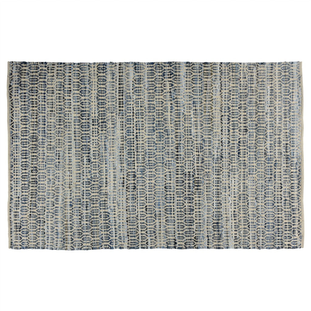 5' X 8' Blue And Gray Dhurrie Area Rug