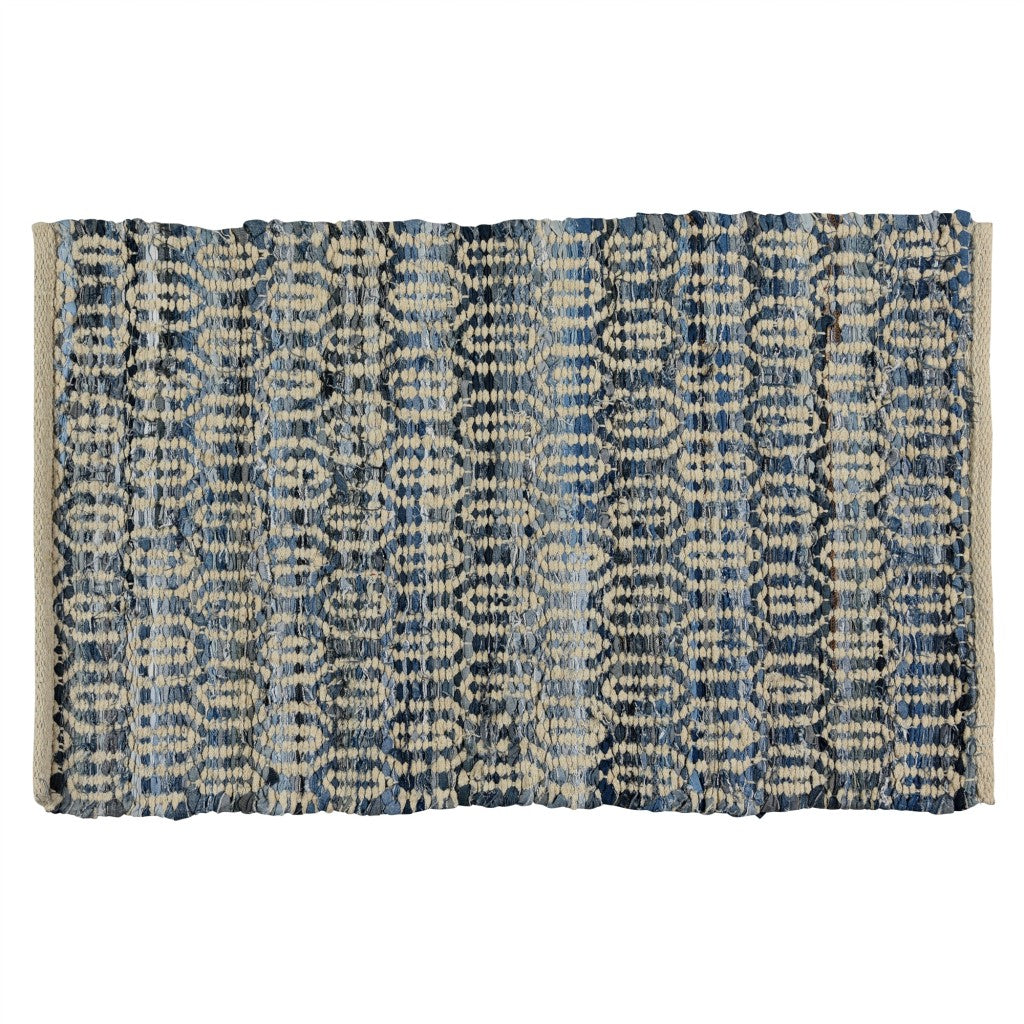 5' X 8' Blue And Gray Dhurrie Area Rug