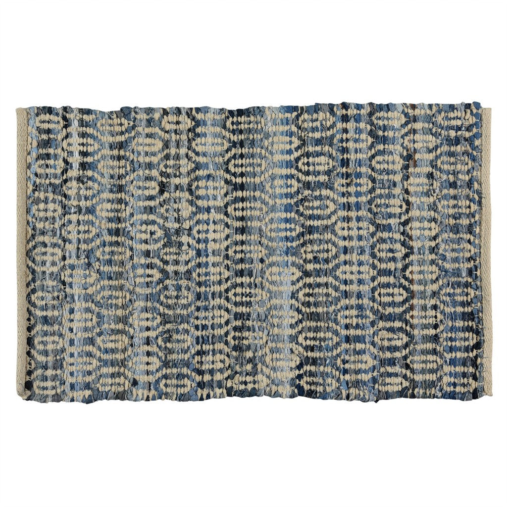 5' X 8' Blue And Gray Dhurrie Area Rug