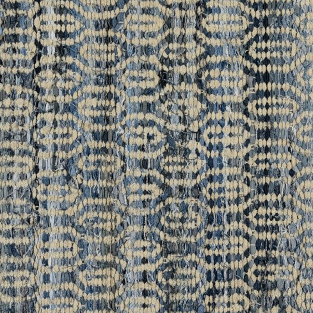 5' X 8' Blue And Gray Dhurrie Area Rug