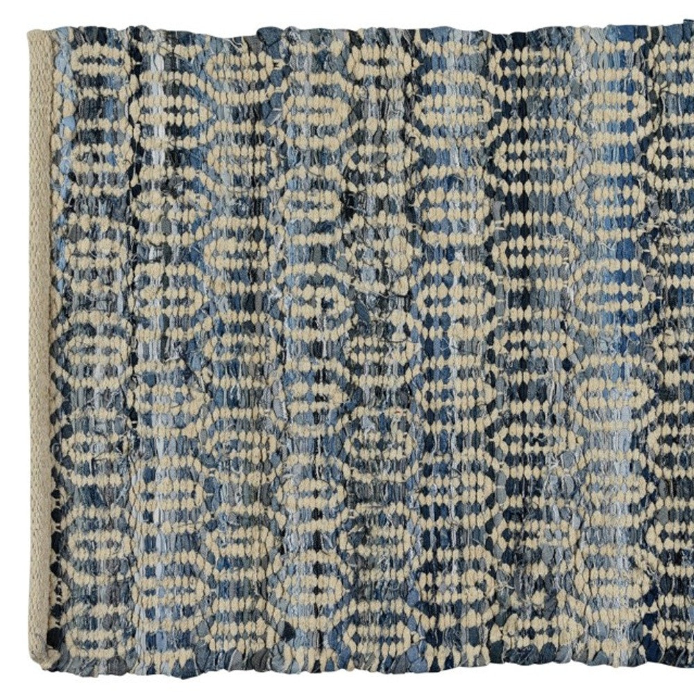 5' X 8' Blue And Gray Dhurrie Area Rug