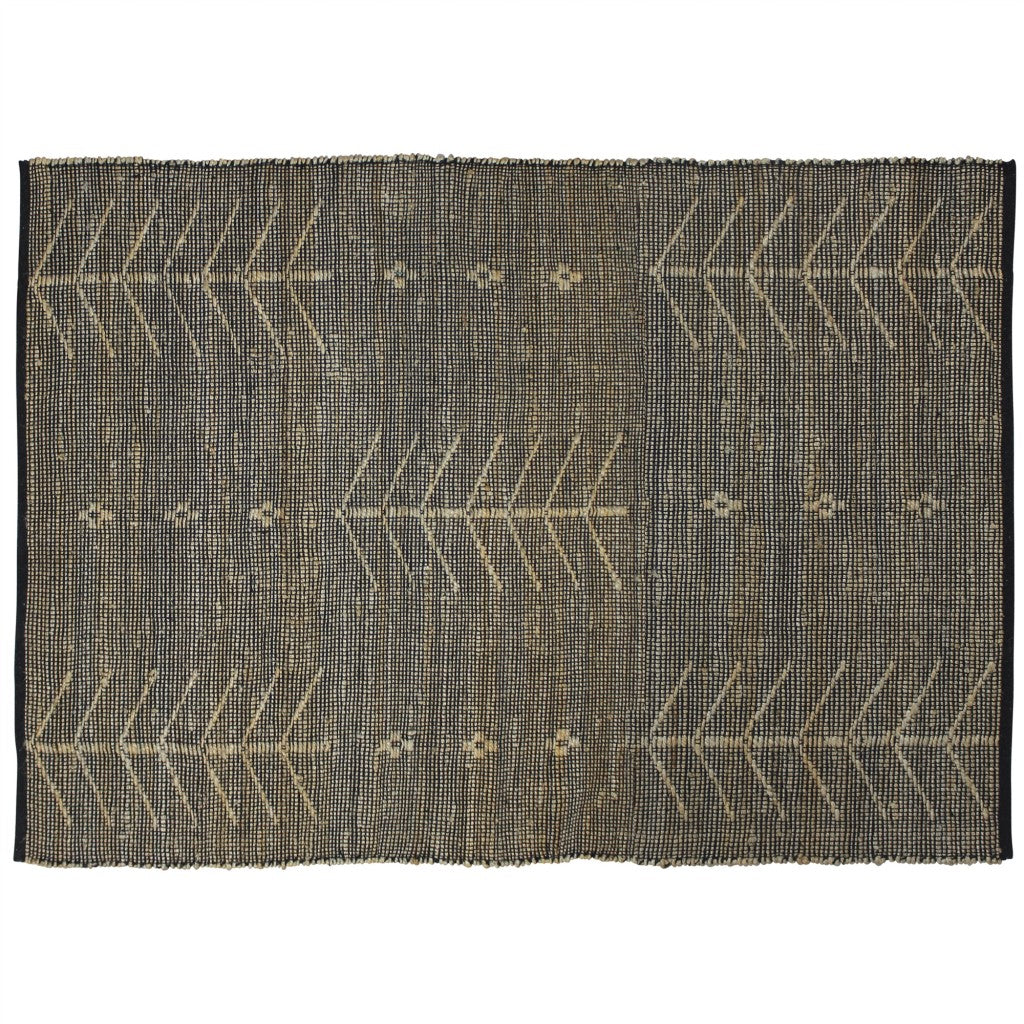 4’ X 6’ Black Distressed Tribal Area Rug