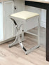 " Off White And Silver Faux Leather And Iron Backless Counter Height Bar Chair