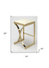 24" Off White And Gold Faux Leather And Iron Backless Counter Height Bar Chair