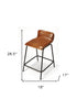 24" Brown And Black Iron Counter Height Bar Chair