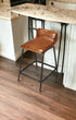 24" Brown And Black Iron Counter Height Bar Chair