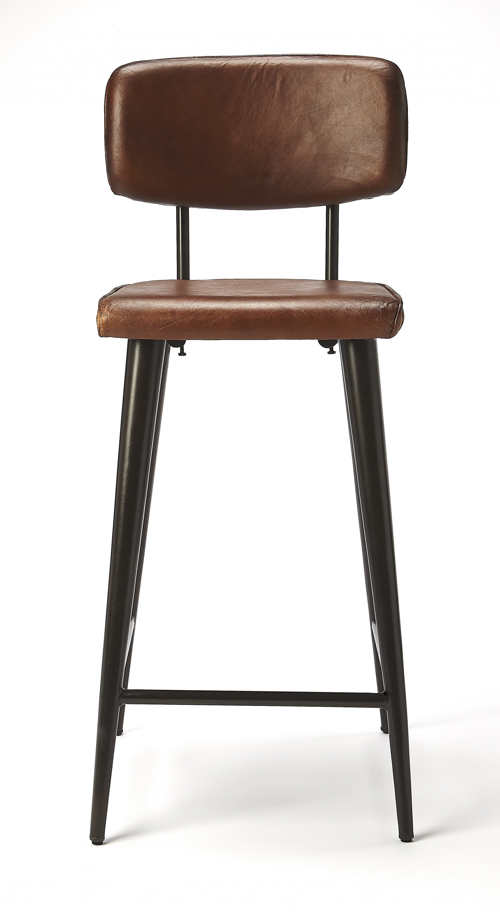 28" Brown And Black Iron Bar Chair