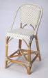 28" White And Natural Rattan Bar Chair