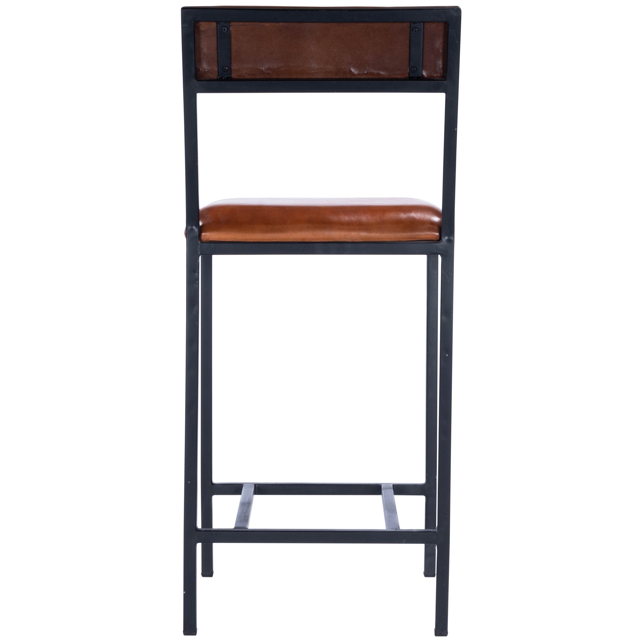 27" Brown And Black Iron Bar Chair