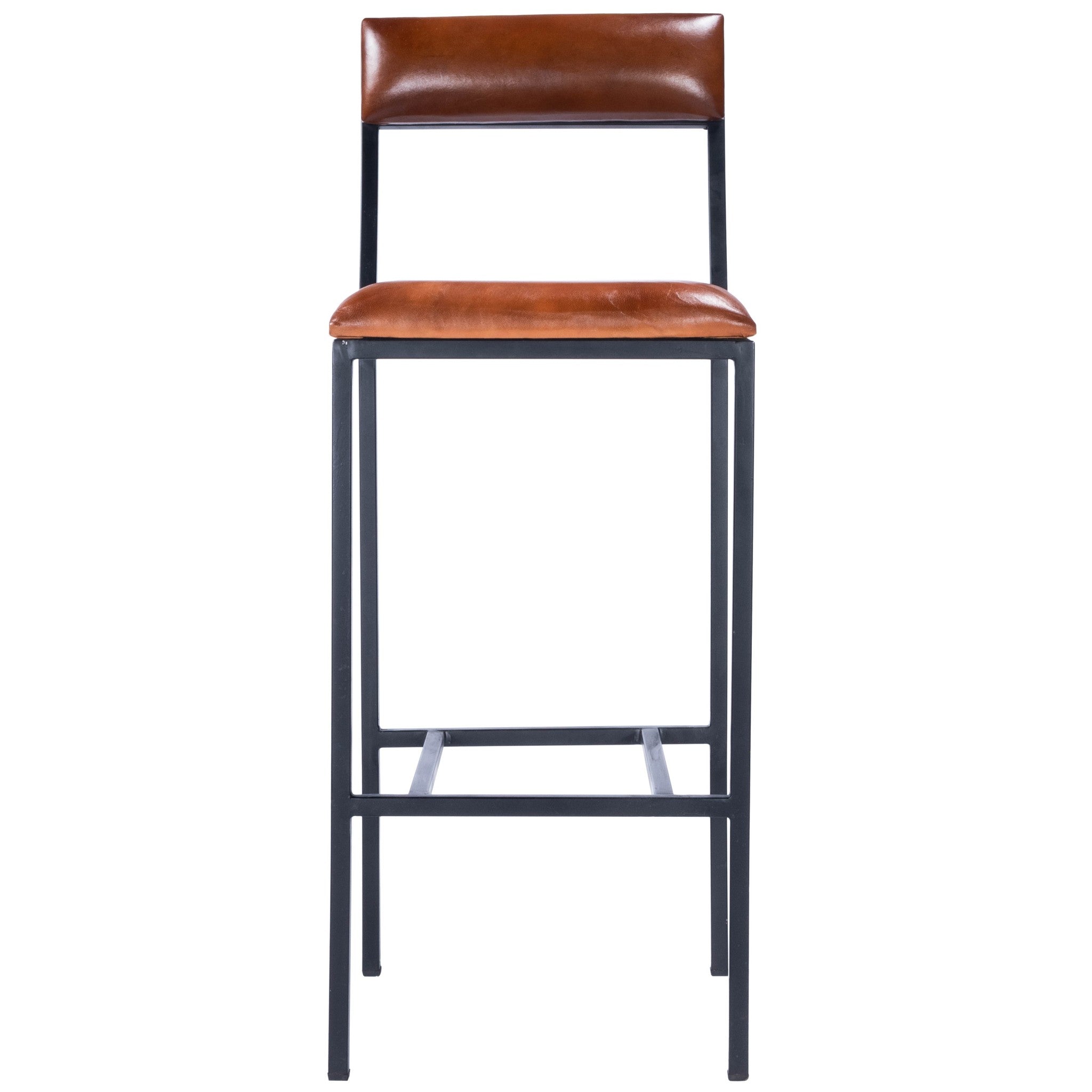 32" Brown And Black Iron Bar Chair