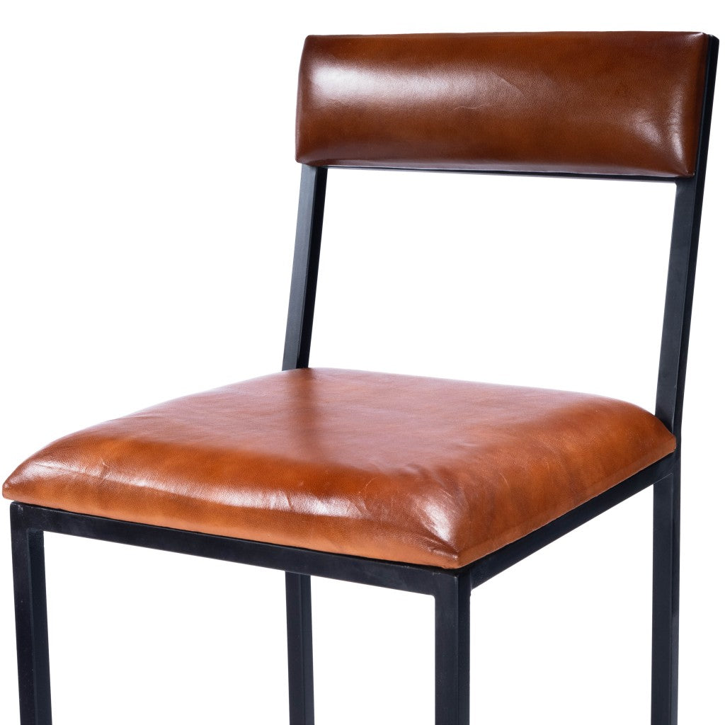 32" Brown And Black Iron Bar Chair